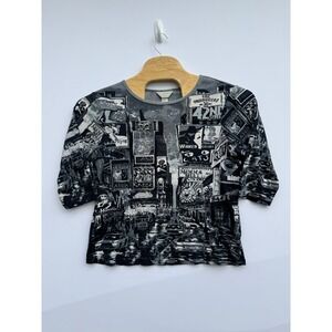 CJ Banks Broadway Graphic Tee Women 1X Black White Times Square Excellent